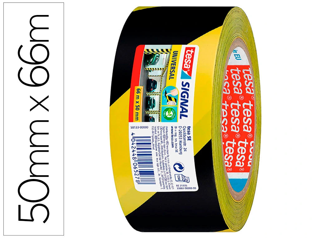 Fita Adesiva Tesa de Segurança Polipropileno Amarela e Preta 66x50mm (58133-00000-02)