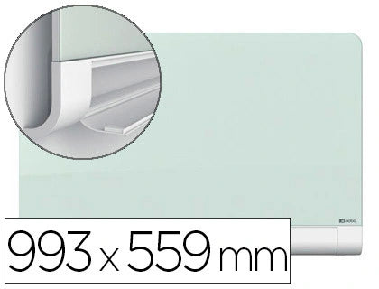 Quadro branco diamond cristal, magnético, esquinas redondas 993x559mm.