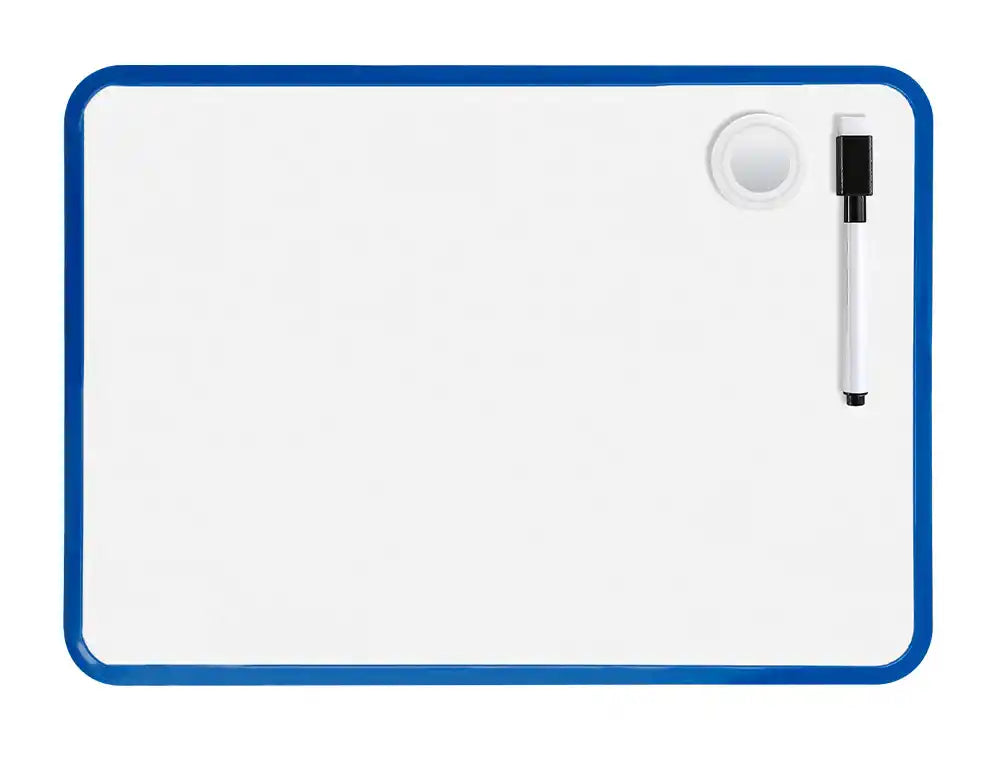 Quadro branco 21x30cm magnético dupla face, liso, com marcador iman e apagador