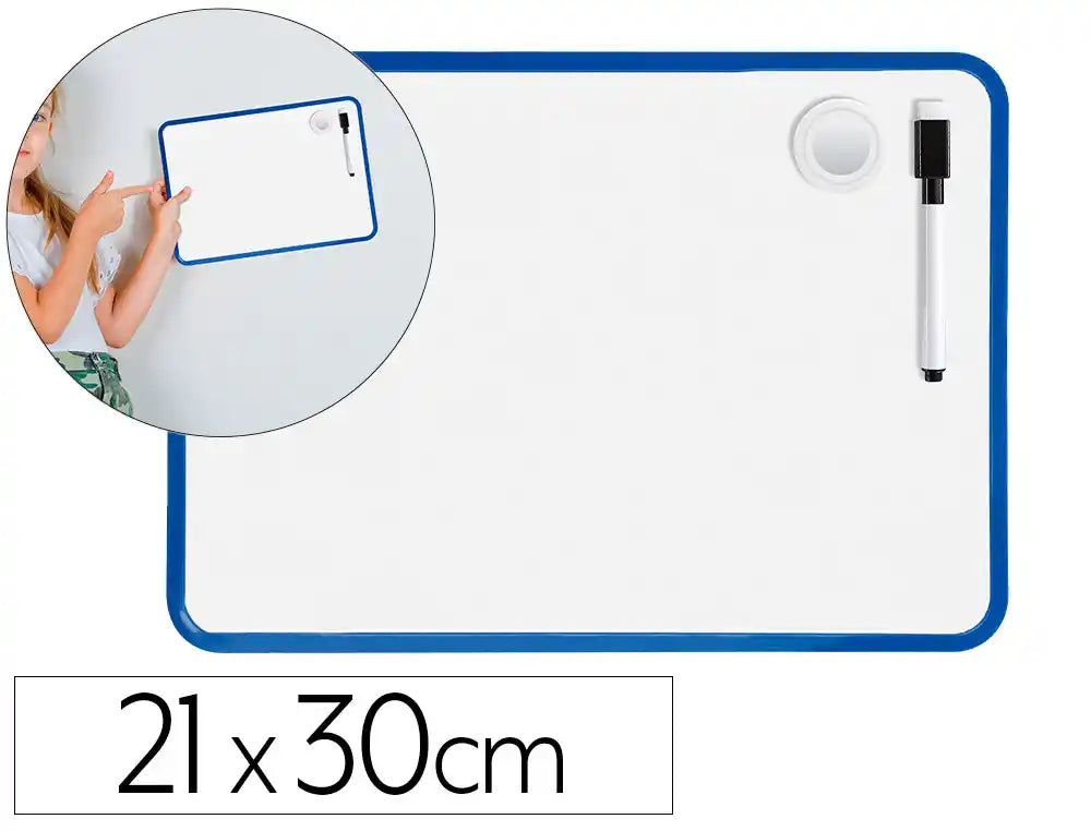 Quadro branco 21x30cm magnético dupla face, liso, com marcador iman e apagador