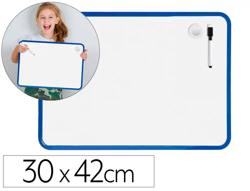 Quadro branco 30x42cm magnético, dupla face, liso com marcador iman e apagador