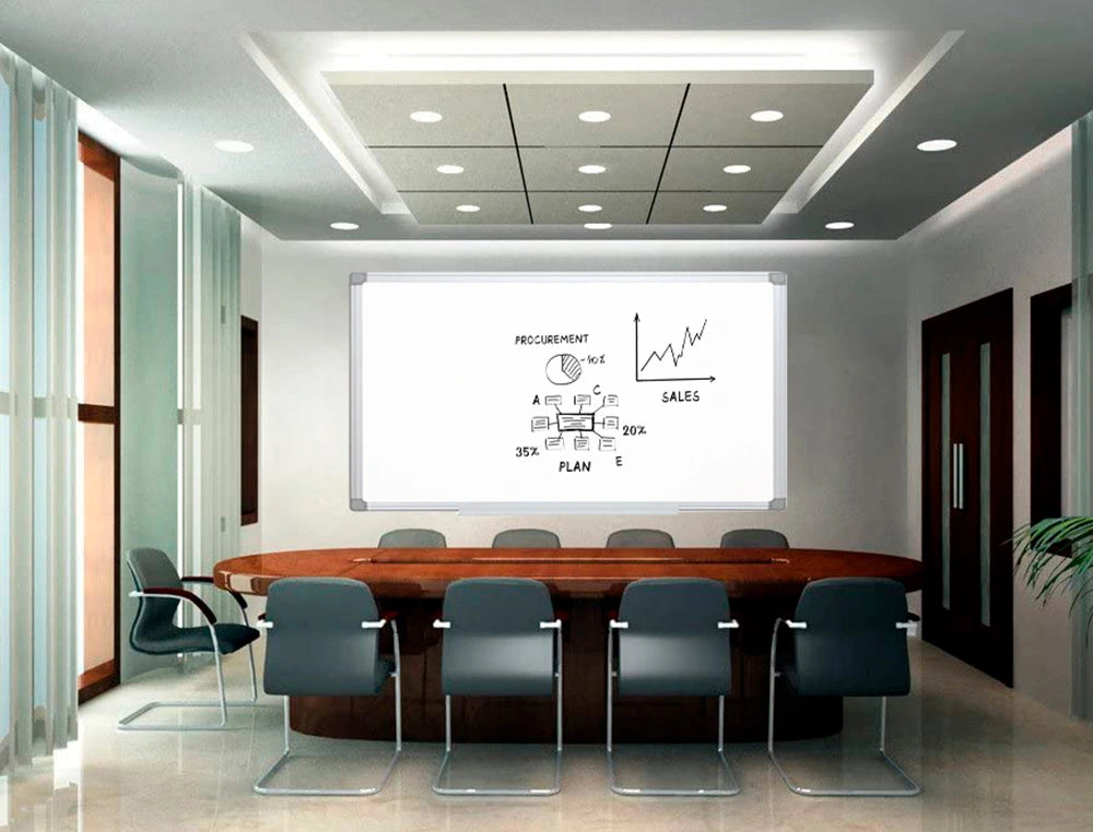 Quadro branco laminado c/caixilho em alumínio 150x100cm