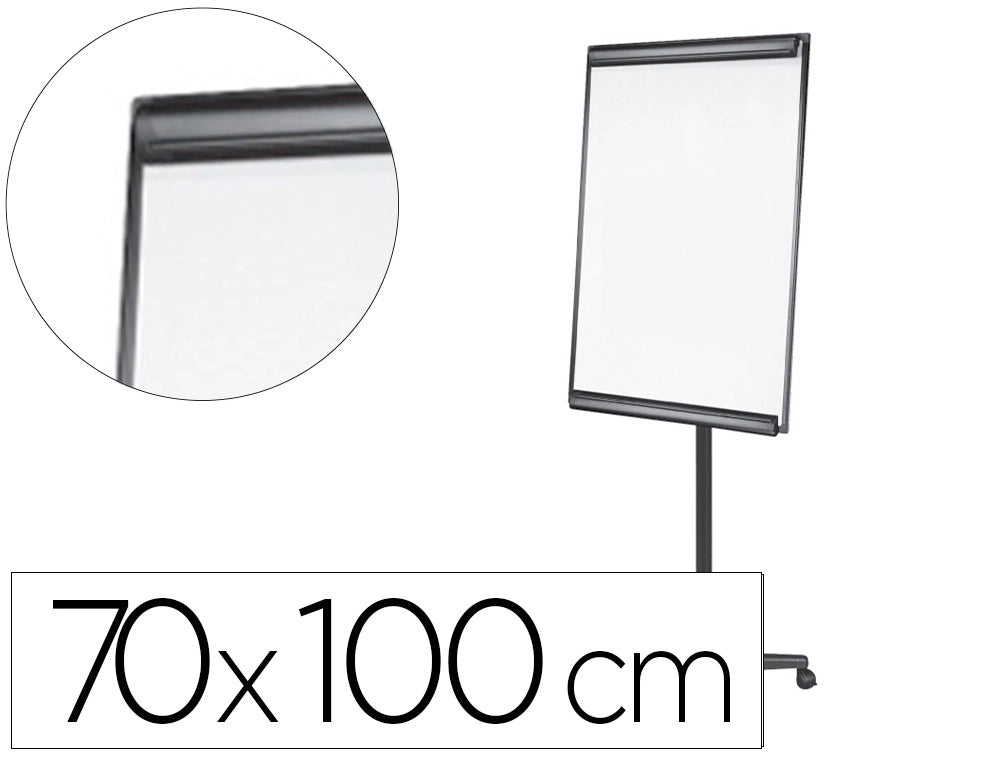 Quadro branco com tripé, magnético 103x70cm com rodas