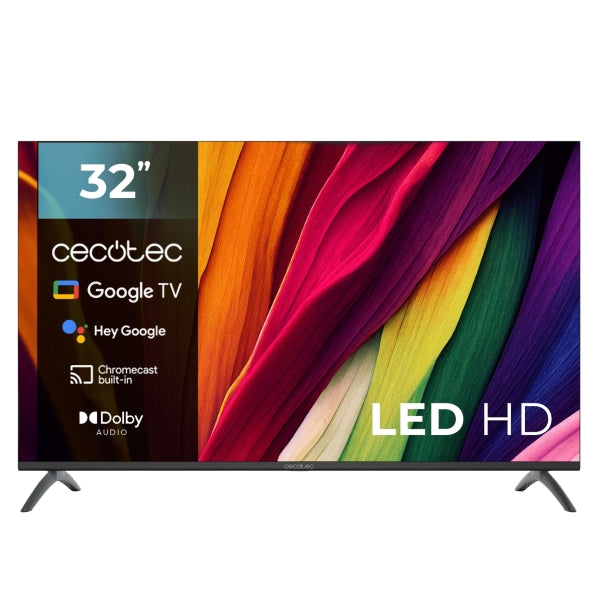 TV LED de 32" Cecotec A4 series ALH40032S com resolução HD, Sistema operativo Google TV, Dolby Audio, Google Voice Assitant e Chromecast.