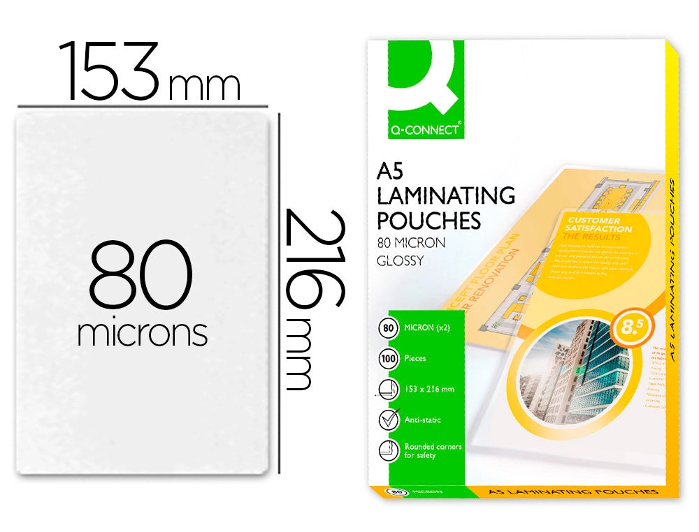 Bolsa de plastificar 153 x 216 mm 80 microns a5 a cx 100 unidades.