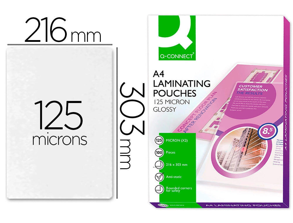 Bolsa de plastificar 303 x 216 mm 125 microns a4 a cx 100 unidades.