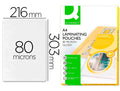 Bolsa de plastificar 303 x 216 mm 80 microns a4 a cx 100 unidades.