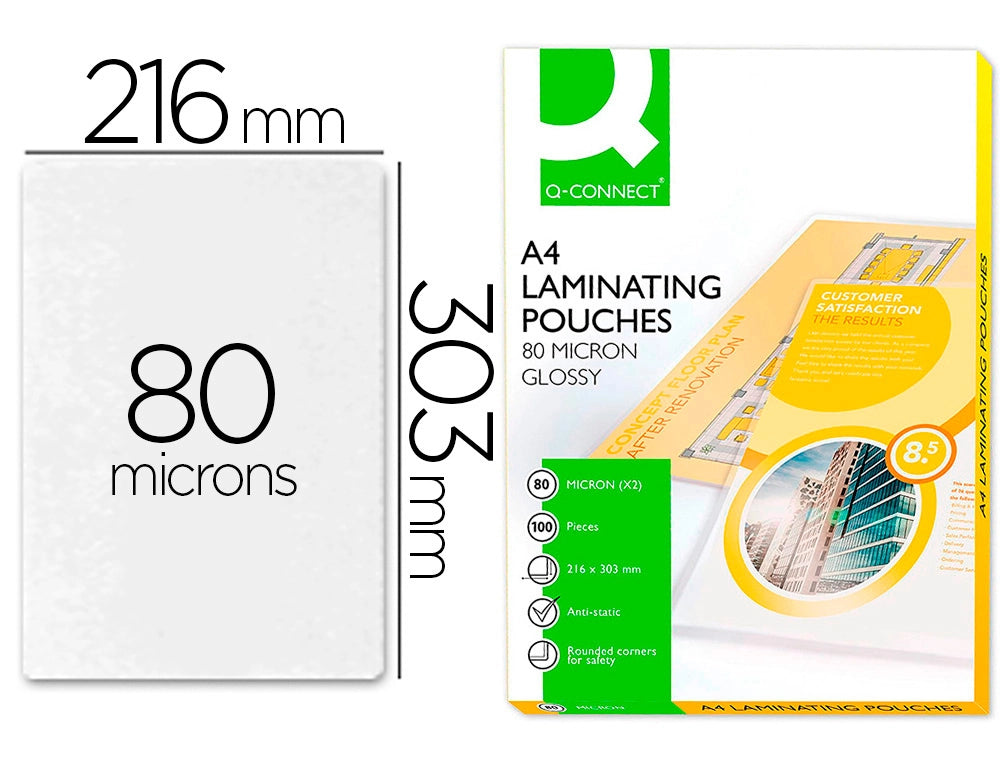 Bolsa de plastificar 303 x 216 mm 80 microns a4 a cx 100 unidades.