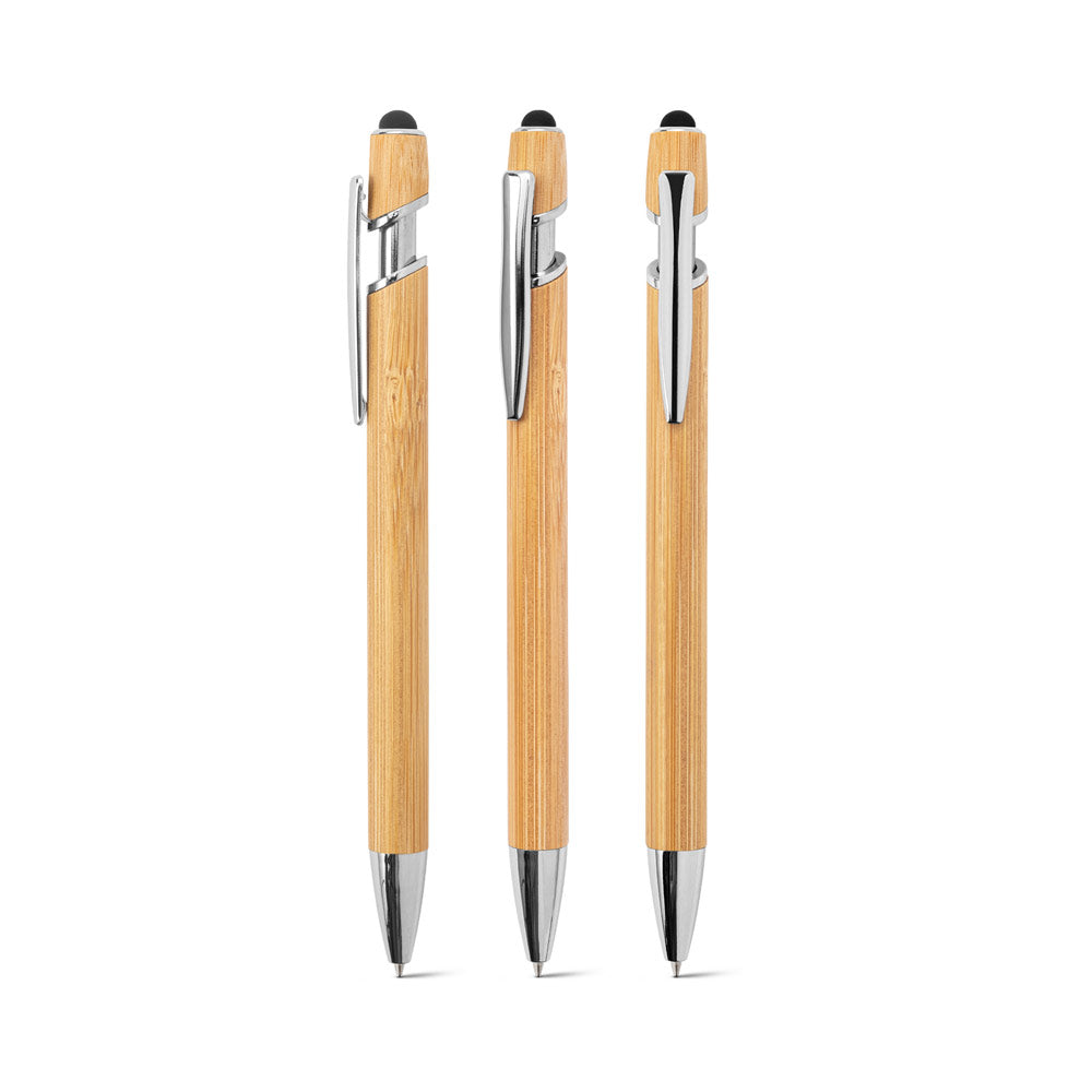 Esferográfica  NEIL BAMBOO, com detalhes em alumínio cromado