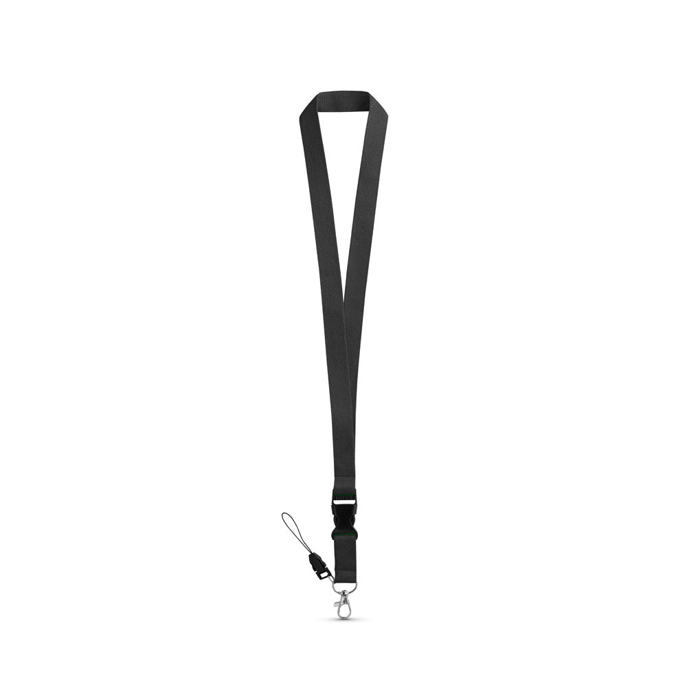 Lanyard em poliéster com mosquetão em metal ANQUETIL