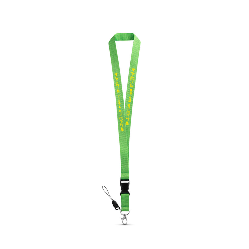 Lanyard em poliéster com mosquetão em metal ANQUETIL
