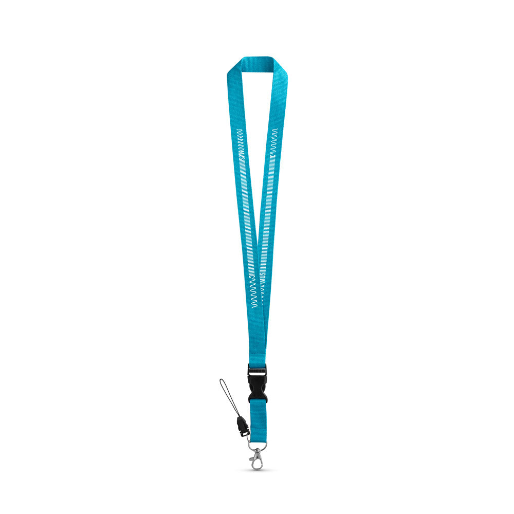 Lanyard em poliéster com mosquetão em metal ANQUETIL
