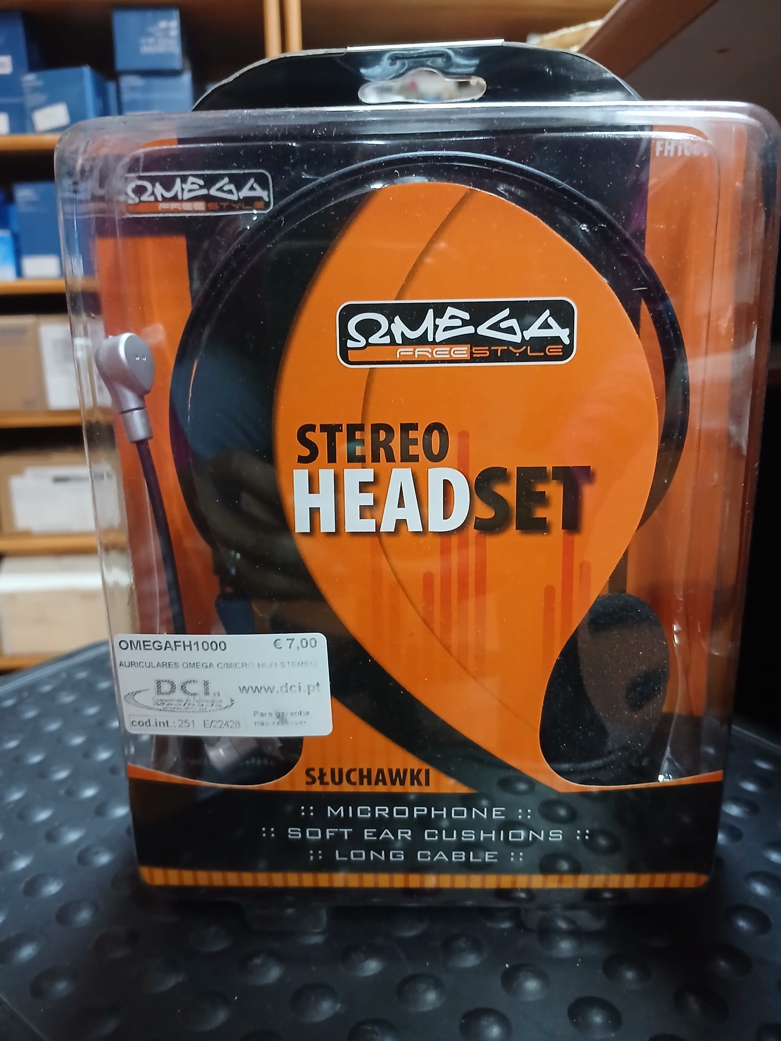 Auscultadores HEADSET OMEGA C/MICRO HI-FI STEREO