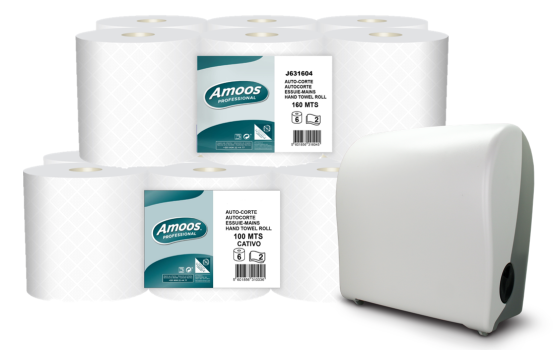 Rolo Limpa-Mãos Amoos Profissional Folha Dupla 90 m Pack 6 Rolos
