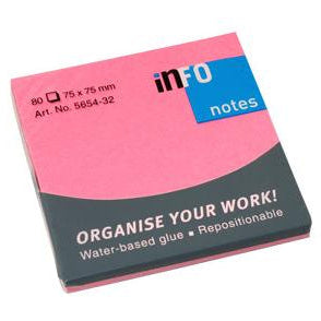 Bloco Notas Aderentes 75x75mm Rosa 80 Folhas